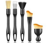 HOTUT 5 PCS Car Detailing Brush Set,Soft Car Interior Detailing Brushes,Microfiber Car Interior Brush, for Interior/Exterior Automotive Trim Wheel Rim Engine Airconditioning Vents Automotive Dashboard