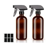HOTUT 500ml Amber Empty Glass Spray Bottle for Cleaning, 2 Pcs Mist Water Spray Bottle for Hair, Essential Oils, Adjustable Trigger Sprayer Spray Stream Settings, Refillable Empty Gardening Atomizer