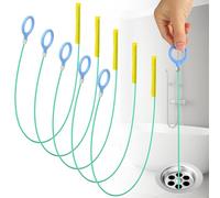 HOTUT 51 Inch Metal Sink Snake,5 Pack Steel Snake Drain Hair Removal Tool,Hair Sink Drain Clog Remover,Plug Hole Cleaning Brush for Bathroom Sink Tub,Shower,Plumbing Drain(Green