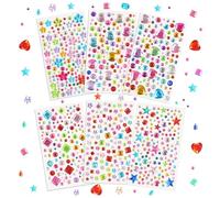 HOTUT 6 Sheets Gem Stickers,Rhinestone Self Adhesive Gems for Crafting,Acrylic Glitter Stickers,Sparkly Flatback Assorted Shapes Jewels,Self Adhesive Acrylic Gems Stickers for DIY Crafts Gluing