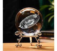 HOTUT 60mm Solar System 3D Crystal Ball with Stand,3D Crystal Ball Figurine,Glass Decorative Paperweight,Glass Laser Engraved, Astronomy Gifts Solar System Model Gift for Boys Girls