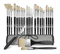 HOTUT Art Paint Brushes Set, 25pcs Acrylic Paint Brush Set with Cloth Roll, Professional Synthetic Acrylic Paint Brushes, Paint Brishes for Oil Watercolor Gouache Oil for Artists and Beginners