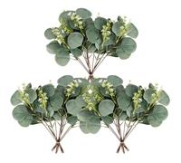 HOTUT Artificial Eucalyptus Seeded Stem,12Pcs Stems Real Touch Leaf Branches,Silver Dollar Eucalyptus Plant,Green Foliage,Bulk,for Wedding,Bouquet,Home Decor,Office,Indoor Outdoor Decoration
