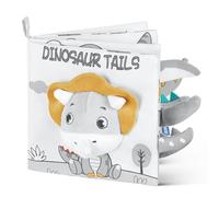HOTUT Baby Cloth Book - Soft 3D Animals Tails Sensory Touch and Feel Crinkle Books for First Year Learning (Dinosaur)