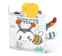 HOTUT Baby Cloth Book - Soft 3D Animals Tails Sensory Touch and Feel Crinkle Books for First Year Learning (Bee)