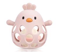HOTUT Baby Sensory Teething Toy with Rattle,Grasping Ball,1st Boy Girl Easter Basket Gifts,Easy to Grip Soft and Safe,Silicone Relief Chew Teether,for Newborn 3 6 9 12 18 Months,Autistic Toddler