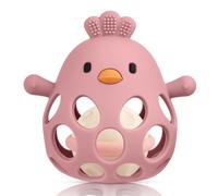 HOTUT Baby Sensory Teething Toy with Rattle,Grasping Ball,1st Boy Girl Easter Basket Gifts,Easy to Grip Soft and Safe,Silicone Relief Chew Teether,for Newborn 3 6 9 12 18 Months,Autistic Toddler