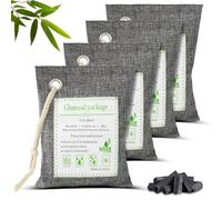 HOTUT Bamboo Charcoal Air Purifying Bags, 4×200g Activated Charcoal Bags, Removes Odors and Moisture, Odor Absorber for Home, Car, Pets, Bathroom