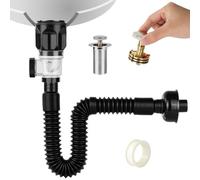 HOTUT Bathroom Sink Drain Kit, Pipe Connector Waste Water Trap Kit Flexible Waste Pipe, Odour-Proof Sink Waste Trap, Extensable 42-93.5cm Flexi Waste for Bath Wash Basin Kitchen Sink