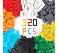HOTUT Building Bricks 320 Pieces 2x4 Multicolor, Classic Building Blocks Compatible with Most Major Brands, Large Creative Building Toy for Kids, Building Toys for Kids, Girls, Boys Aged 6 Plus