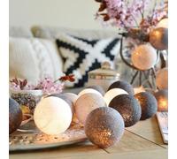 HOTUT Cotton Ball Fairy Lights, 3.3M/10.83Ft 20 LED Battery Powered String Lights, Colorful Globe Ball Fairy Lights, LED Fairy String Lights for Bedroom Wedding Party Home Christmas Decoration, Gray