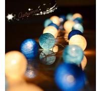 HOTUT Cotton Ball Fairy Lights, 3.3M/10.83Ft 20 LED Battery Powered String Lights, Colorful Globe Ball Fairy Lights, LED Fairy String Lights for Bedroom Wedding Party Home Christmas Decoration, Blue