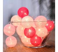 HOTUT Cotton Ball Fairy Lights, 3.3M/10.83Ft 20 LED USB Powered LED String Lights, Colorful Globe Ball Fairy Lights, LED Fairy String Lights for Bedroom Wedding Party Home Christmas Decoration, Pink