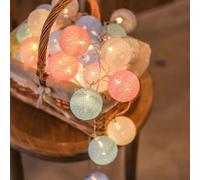 HOTUT Cotton Ball Fairy Lights, 3.3M/10.83Ft 20LED USB Powered LED String Lights, Colorful Globe Ball Fairy Lights, LED Fairy String Lights for Bedroom Wedding Party Home Christmas Decoration Macaron