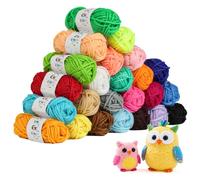 HOTUT Crochet Yarn Set,24 Packs Coloured Wool Value Pack,Hand Knitting Yarns,Creative Kids' Arts and Craft Supplies,Multi-Color,Projects Handcrafts 10g,for Beginners Adults