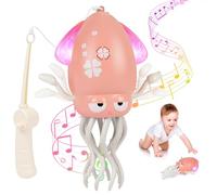 HOTUT Dancing Squid Toy,Electric Dancing Octopus Toy with LED and Music,Creative Crazy 8-Leg Action Crawling Octopus Automatic Avoidance Sensor Toys with Fishing Pole for Stress Relief and Kids(Pink)