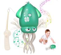 HOTUT Dancing Squid Toy,Electric Dancing Octopus Toy with LED and Music,Creative Crazy 8-Leg Action Crawling Octopus Automatic Avoidance Sensor Toys with Fishing Pole for Stress Relief and Kids(Green)