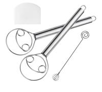 HOTUT Danish Whisk, 2 Pieces Stainless Steel Danish Dough Whisk, Professional Danish Dough Mixer, Kitchen Dough Mixer, Manual Whisk (with Honey Extractor and Dough Scraper)