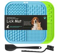HOTUT Dog Lick Mats with Suction Cups,2pcs Licking Mat for Dogs and Cats,Dog Slow Feeder Licky Pat with Spatula and Brush,Licking Pad for Food,Treats,Anxiety Reducer,Boredom
