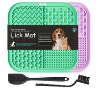 HOTUT Dog Lick Mats with Suction Cups,2pcs Licking Mat for Dogs and Cats,Dog Slow Feeder Licky Pat with Spatula and Brush,Licking Pad for Food,Treats,Anxiety Reducer,Boredom