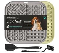 HOTUT Dog Lick Mats with Suction Cups,2pcs Licking Mat for Dogs and Cats,Dog Slow Feeder Licky Pat with Spatula and Brush,Licking Pad for Food,Treats,Anxiety Reducer,Boredom