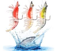 HOTUT Fishing Lures Set, 3PCS Soft Plastic Luminous Artificial Bait, Durable Crayfish Shrimp Lures for Freshwater or Saltwater, Bass Fishing Jigs for Trout Crappie with Ultra-Sharp Hooks