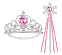 HOTUT Girls Princess Elsa Dress Up Accessories Set, Tiara Crown and Fairy Magic Wand, Princess Dress Up Accessories for Girls Birthday Party Halloween Cosplay
