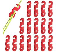 HOTUT Guyline Cord Adjuster, 16 Pcs Aluminum Rope Tensioner Cord Adjuster Wind Rope Buckle, Guy Rope Tensioners for Outdoor Activity, Tent Rope Adjuster for Hiking Camping Tent Accessory, Red