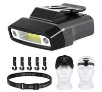 HOTUT Head Torch Rechargeable, Clip on Cap Visor Light, Super Bright Headlamp with 5 Light Modes, LED Headlight with Motion Sensor Control, Waterproof & Lightweight, for Fishing Running Camping Hiking