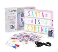 HOTUT Light Box with Letters Decoration, Children Light Box with 215 Letters and Emojis, 2 Pens, 30 Cards, 16 Color Changes 4 Flash Modes, Adjustable Brightness for Bedroom Bar Cafes Shops