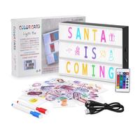 HOTUT Light Box with Letters Decoration, Children Light Box with 215 Letters and Emojis, 2 Pens, 30 Cards, 16 Color Changes 4 Flash Modes, Adjustable Brightness for Bedroom Bar Cafes Shops