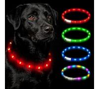 HOTUT Light Up Dog Collar,Rechargeable Flashing Dog Collar,Flashing LED for Night Walking,3 Flash Glowing Modes,Size Adjustable,Visible Safe,for Small Medium and Large Dogs