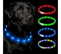 HOTUT Light Up Dog Collar,Rechargeable Flashing Dog Collar,Flashing LED for Night Walking,3 Flash Glowing Modes,Size Adjustable,Visible Safe,for Small Medium and Large Dogs