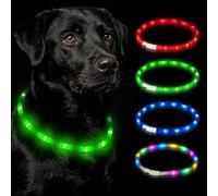 HOTUT Light Up Dog Collar,Rechargeable Flashing Dog Collar,Flashing LED for Night Walking,3 Flash Glowing Modes,Size Adjustable,Visible Safe,for Small Medium and Large Dogs