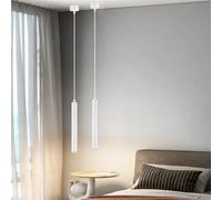 HOTUT Modern COB LED Cylinder Pendant Light,2pcs COB Patch Cylindrical Long Tube Chandelier,Cylinder Ceiling Pendant Lighting,White Cylinder Chandelier,Hanging Bedside Lights for Bedroom Kitchen Bar