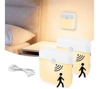 HOTUT Motion Sensor Night Light, 2 Pcs Stick-On Battery Powered Night Lights with Magnetic Strips, AUTO/ON/Off Modos, LED Motion Sensor Lights Indoor for Hallway Stair Closet Shelf Kitchen, Warm White