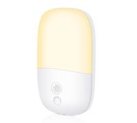 HOTUT Night Light Plug in Wall, with Dusk to Dawn Photocell Sensor, 3000K Warm White, Brightness Adjustable, ON/Off/AUTO Modes, LED Night Light for Kids, Bedroom, Hallway, Stairs, Garage, Kitchens