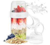 HOTUT Overnight Oats Container With Split Yogurt Cup - 150ml+330ml Reusable Cup, Leak-Proof Cereal Storage Jar With Spoon for on the Go Breakfast