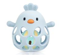 HOTUT Rattles Teething Toys for Babies,Teething Toys for Baby,Silicone Baby Rattle Easy-Grasp Toy,Baby Sensory Teething Rattle Toys,Baby Boy Girl Shower Gifts Teething Relief Chew Toys (Chicken,Blue)