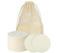 HOTUT Reusable Makeup Remover Pads,20 Packs Natural Bamboo Organic Cotton Rounds Eco-Friendly,Cotton Rounds Eyes Make Up Remover Pads,with Washable Laundry Bag,Soft for All Skin Types,Brown