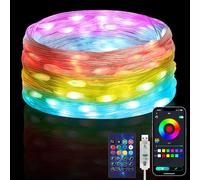 HOTUT RGB-IC Fairy String Lights Multicolor, 10M Multi Color Changing String Lights (APP & Remote Control), Christmas Halloween Lights for Indoor&Outdoor, 99+ Modes Dimmable, USB Powered & Waterproof
