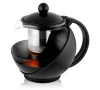 HOTUT Round Tea Pot, 750 ml Glass Teapot, Borosilicate Glass Tea Maker with Removable Stainless Steel Strainer and Glass Lid, Heat Resistant Glass Jug, for Preparing Loose Teas, Flower Tea, Drip-Free