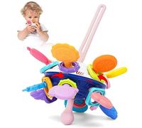 HOTUT Sensory Toys, 6-12 Months Teething Toys for Baby, Activity Baby Ball, Montessori Toys for Babies, BPA-Free Rattle Toys, Toddler Learning Developmental Toy for Newborn Baby - Blue
