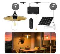 HOTUT Solar Shed Light Indoor, Waterproof IP54 Pendant Light with Remote Control, Support USB Charging and Solar Charging, for Home, Chicken Coop, Sidewalk, Porch, Gazebo, Barn
