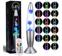 HOTUT Soothing Motion Magma Lamp for Relaxation, LED Liquid Motion Lamps with 17 Colour Changing and Remote Control, Mood Night Light for Kids Adults, Transparent Liquid & White Wax