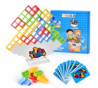HOTUT Tetra Tower Balance Game - 16 Pcs Building Toy, Russian Block, Swing Stack - DIY Assembling Versatile Board Table Game for Family, Parties, Travel