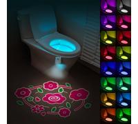 HOTUT Toilet Night Light, 16 Colors Home Toilet Light Bathroom Body Motion Sensor Toilet Bowl Seat Lamp, Adjustable Motion Activated Toilet Night Light for Any Toilet, Toilet Lights USB Rechargeable