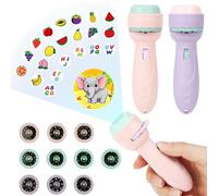 HOTUT Torch and Projector, 2pcs Torch Light and Projector with 20 Discs160 Images, Children's Torches, Kids Night Light Torches, Plastic Flashlight Toy Gift for Toddler and Age 3+ Years