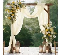 HOTUT Wedding Arch Draping Fabric,75 x 600 CM Ivory Chiffon Sheer Backdrop Curtains,Wedding Chiffon Fabric Drapery for Wedding Archway Drapes Ceremony Reception Stage Ceiling Decorations