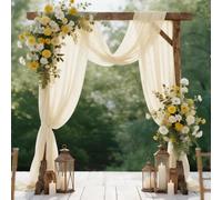 HOTUT Wedding Arch Draping Fabric,Beige Chiffon Sheer Backdrop Curtains,Wedding Chiffon Fabric Drapery for Wedding Archway Drapes Ceremony Reception Stage Ceiling Decorations